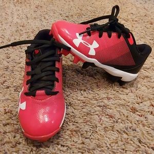 Girls Pink and Black UA T-Ball Cleats,  10k